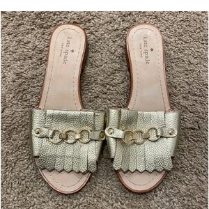 Kate Spade Metallic Gold Fringe Sandals Sz 7.5
